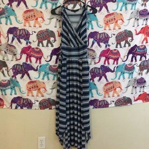 White and blue stripe dress